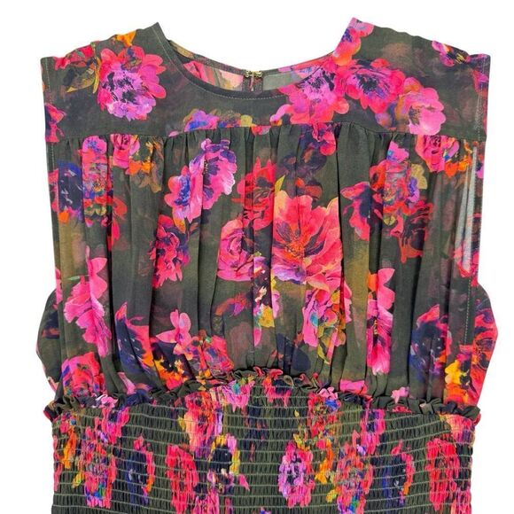 NEW AMUR Sierra Smocked Mini Dress Earthy Garden Size 4 - Picture 7 of 12